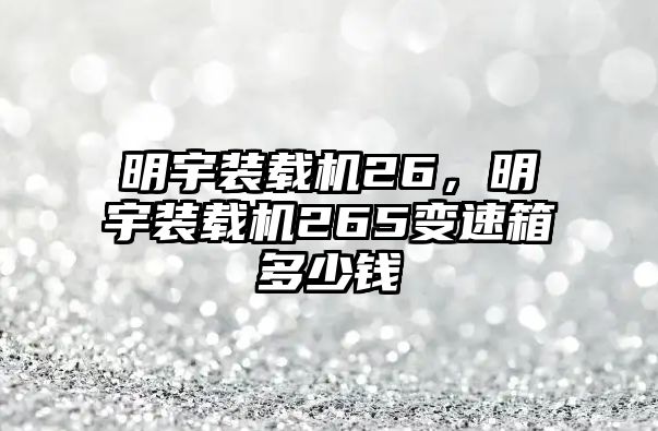 明宇裝載機(jī)26，明宇裝載機(jī)265變速箱多少錢