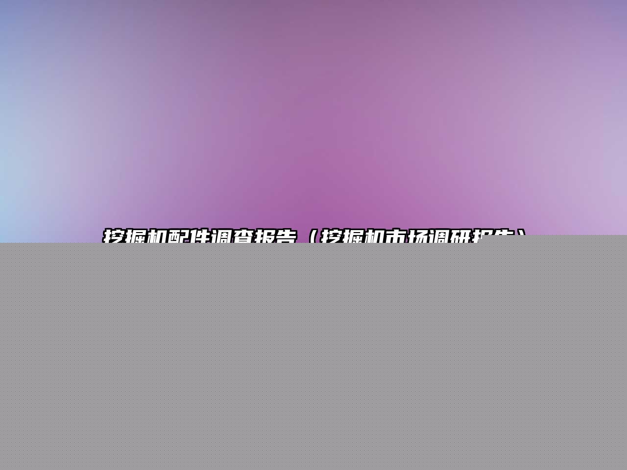 挖掘機配件調查報告（挖掘機市場調研報告）