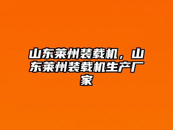 山東萊州裝載機，山東萊州裝載機生產(chǎn)廠家