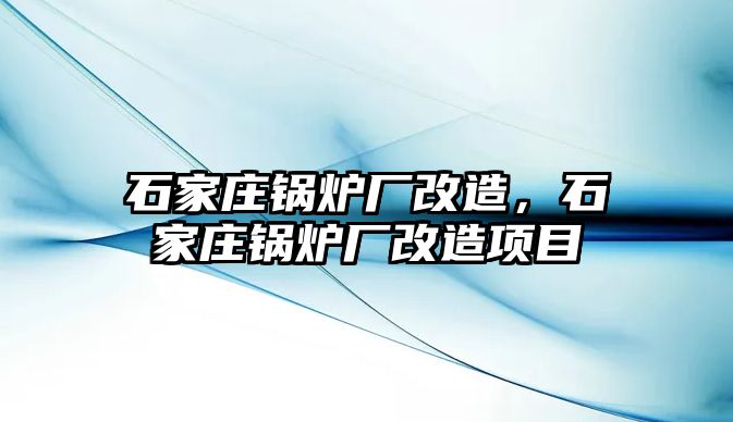 石家莊鍋爐廠改造，石家莊鍋爐廠改造項目