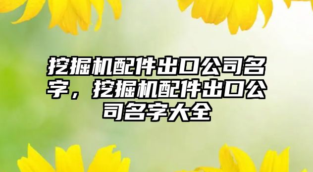 挖掘機(jī)配件出口公司名字，挖掘機(jī)配件出口公司名字大全