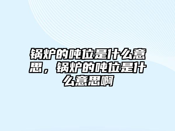鍋爐的噸位是什么意思，鍋爐的噸位是什么意思啊