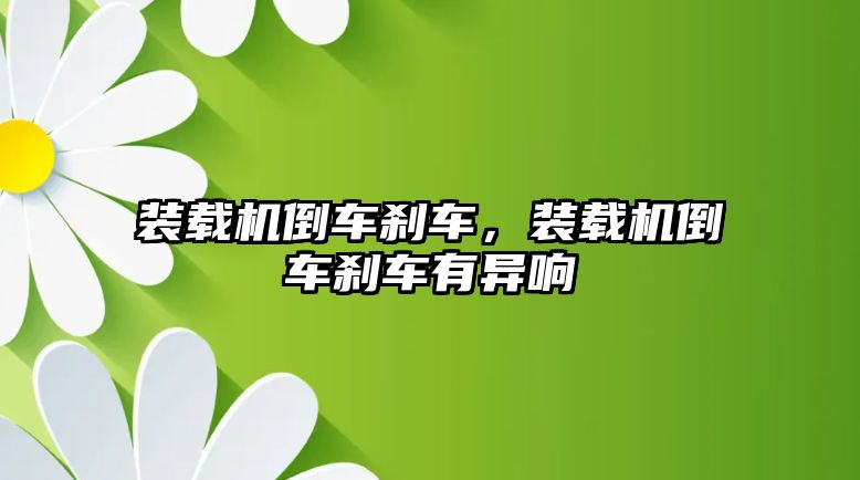 裝載機(jī)倒車剎車，裝載機(jī)倒車剎車有異響