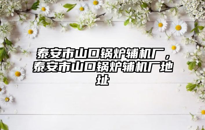 泰安市山口鍋爐輔機(jī)廠，泰安市山口鍋爐輔機(jī)廠地址