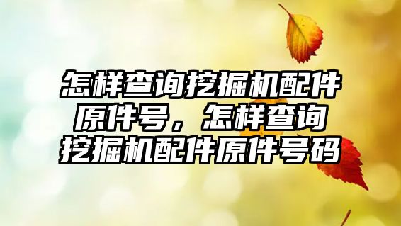 怎樣查詢挖掘機(jī)配件原件號(hào)，怎樣查詢挖掘機(jī)配件原件號(hào)碼