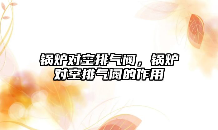鍋爐對空排氣閥，鍋爐對空排氣閥的作用