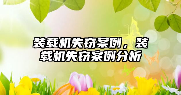 裝載機(jī)失竊案例，裝載機(jī)失竊案例分析