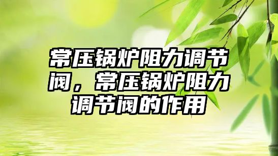 常壓鍋爐阻力調(diào)節(jié)閥，常壓鍋爐阻力調(diào)節(jié)閥的作用