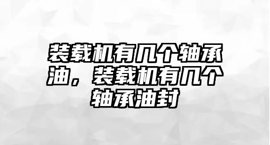 裝載機有幾個軸承油，裝載機有幾個軸承油封
