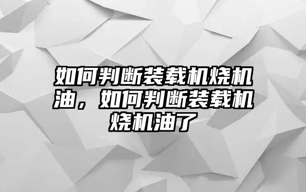 如何判斷裝載機燒機油，如何判斷裝載機燒機油了