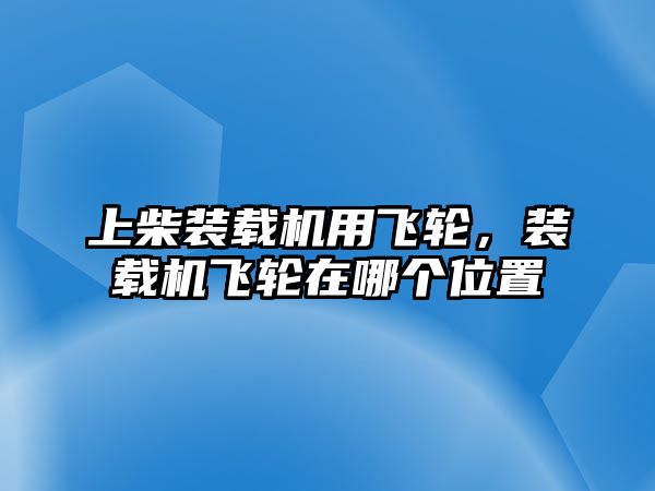 上柴裝載機用飛輪，裝載機飛輪在哪個位置