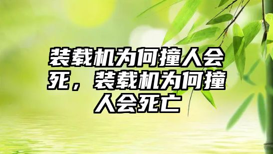 裝載機為何撞人會死，裝載機為何撞人會死亡