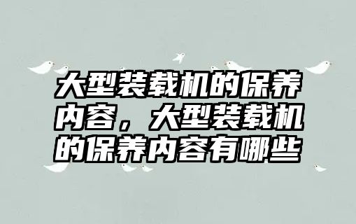 大型裝載機的保養(yǎng)內(nèi)容，大型裝載機的保養(yǎng)內(nèi)容有哪些