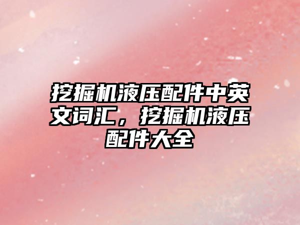挖掘機(jī)液壓配件中英文詞匯，挖掘機(jī)液壓配件大全
