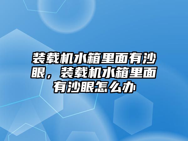 裝載機水箱里面有沙眼，裝載機水箱里面有沙眼怎么辦