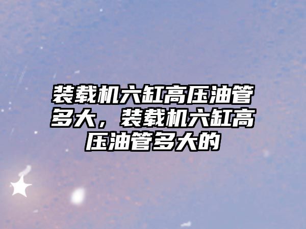 裝載機(jī)六缸高壓油管多大，裝載機(jī)六缸高壓油管多大的