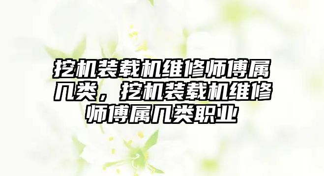 挖機裝載機維修師傅屬幾類，挖機裝載機維修師傅屬幾類職業(yè)