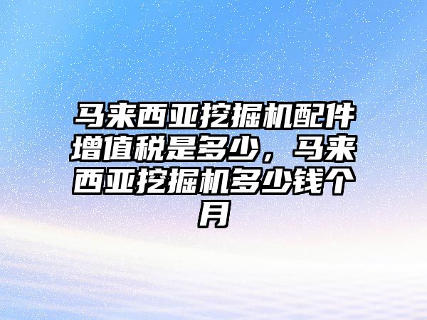 馬來西亞挖掘機配件增值稅是多少，馬來西亞挖掘機多少錢個月