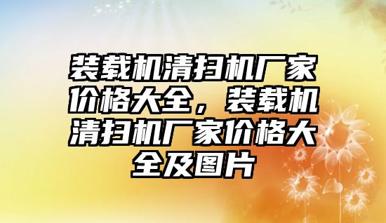 裝載機(jī)清掃機(jī)廠家價(jià)格大全，裝載機(jī)清掃機(jī)廠家價(jià)格大全及圖片